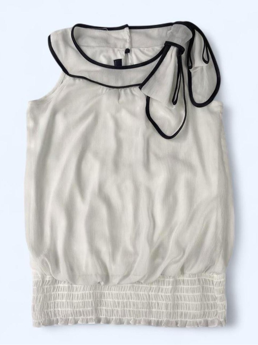 IZ Byer Y2K White Sleeveless Top High Bow Neck S